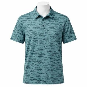 Size L Adidas Men’s Go-To Polo Golf Shirt Blue Print Performance Short Sleeve